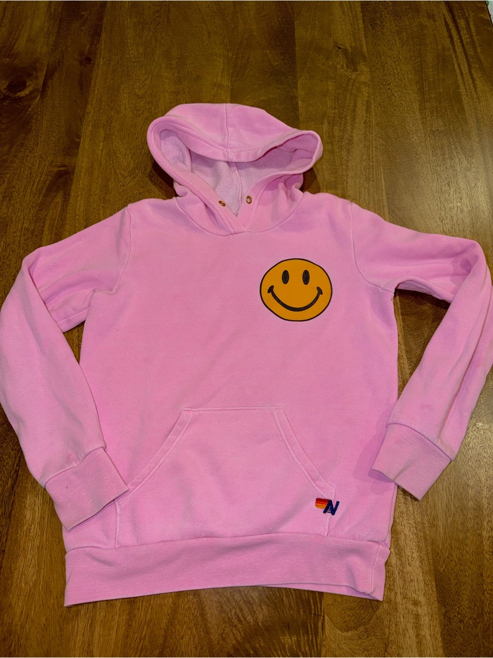 Aviator Nation Kids Pink Hoodie with Smiley Face